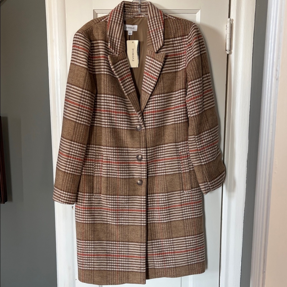Evereve Brown Plaid Coat